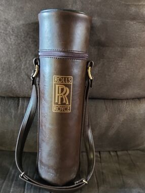 Men's Brown Leather Travel Bottle Bag with Strap
